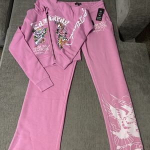 Ed Hardy Pink Graphic Tracksuit